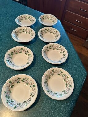 Eight Vintage Syracuse China Dogwood small fruit bowls